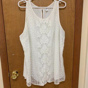 Old Navy Cream Lace Overlay Sleeveless Top Size 3X